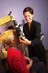 Child having eye exam