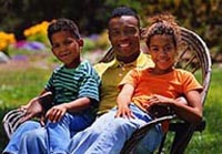 Picture of family, outside, smiling