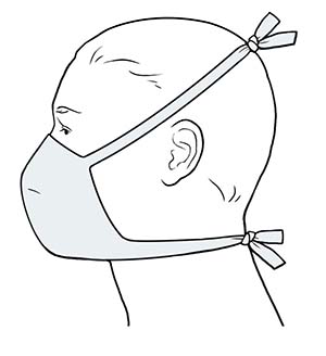Person wearing finished mask