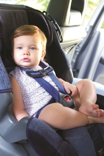 Infant sitting in car seat