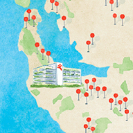 map simulating location of health professionals